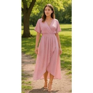 Blooming Jelly Women's Pink Asymmetrical Maxi Dress Size S